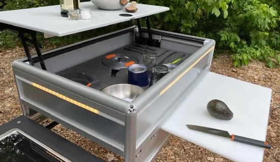 PullKitchen is the ultimate overland camp kitchen. Camp anywhere with ease with PullKitchen, a sleek, slide-out camp kitchen designed to set-up in seconds.