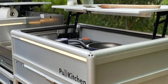 PullKitchen is the ultimate overland camp kitchen. Camp anywhere with ease with PullKitchen, a sleek, slide-out camp kitchen designed to set-up in seconds. Fits trucks, vans and trailers
